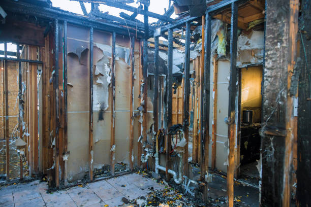 Professional Fire Damage Restoration technician working in Somerset, TX